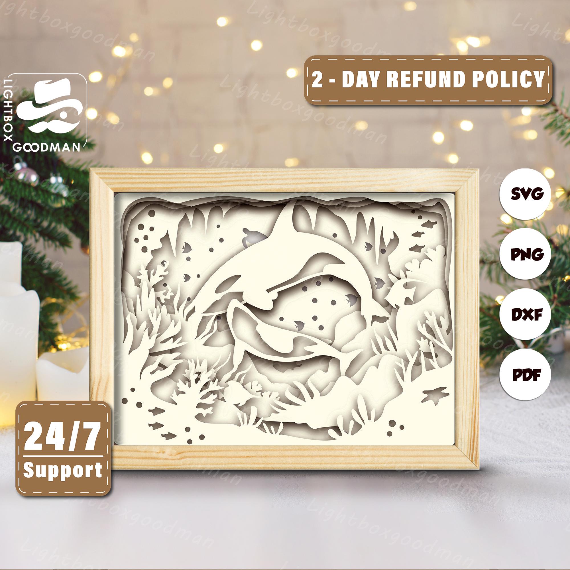 Orca Whale Shadow Box Template: 3D Layered Paper Cut Files (digital ...
