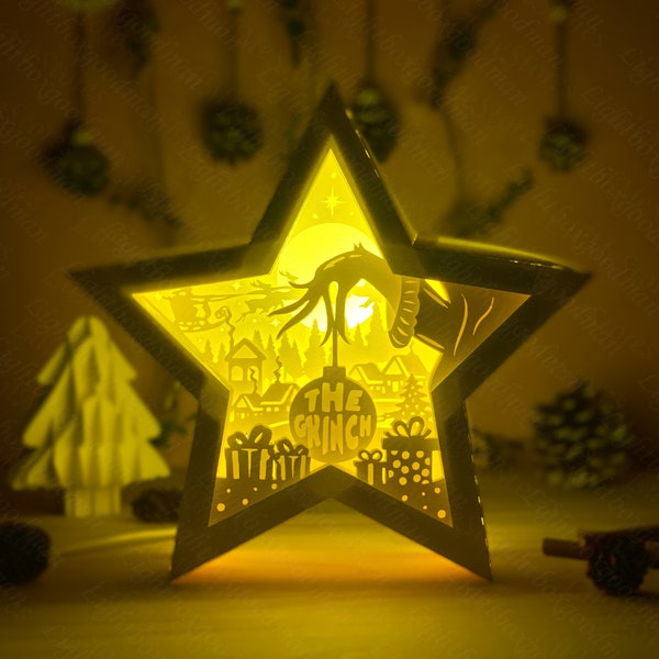 Merry Christmas Star Lightbox SVG For Cricut Projects, Christmas Star Lantern for Decoration, DIY Christmas Shadow Box, Paper Cut Template Merry Christmas Star Lightbox SVG For Cricut Projects, Christmas Star Lantern for Decoration, DIY Christmas Shadow Box, Paper Cut Template