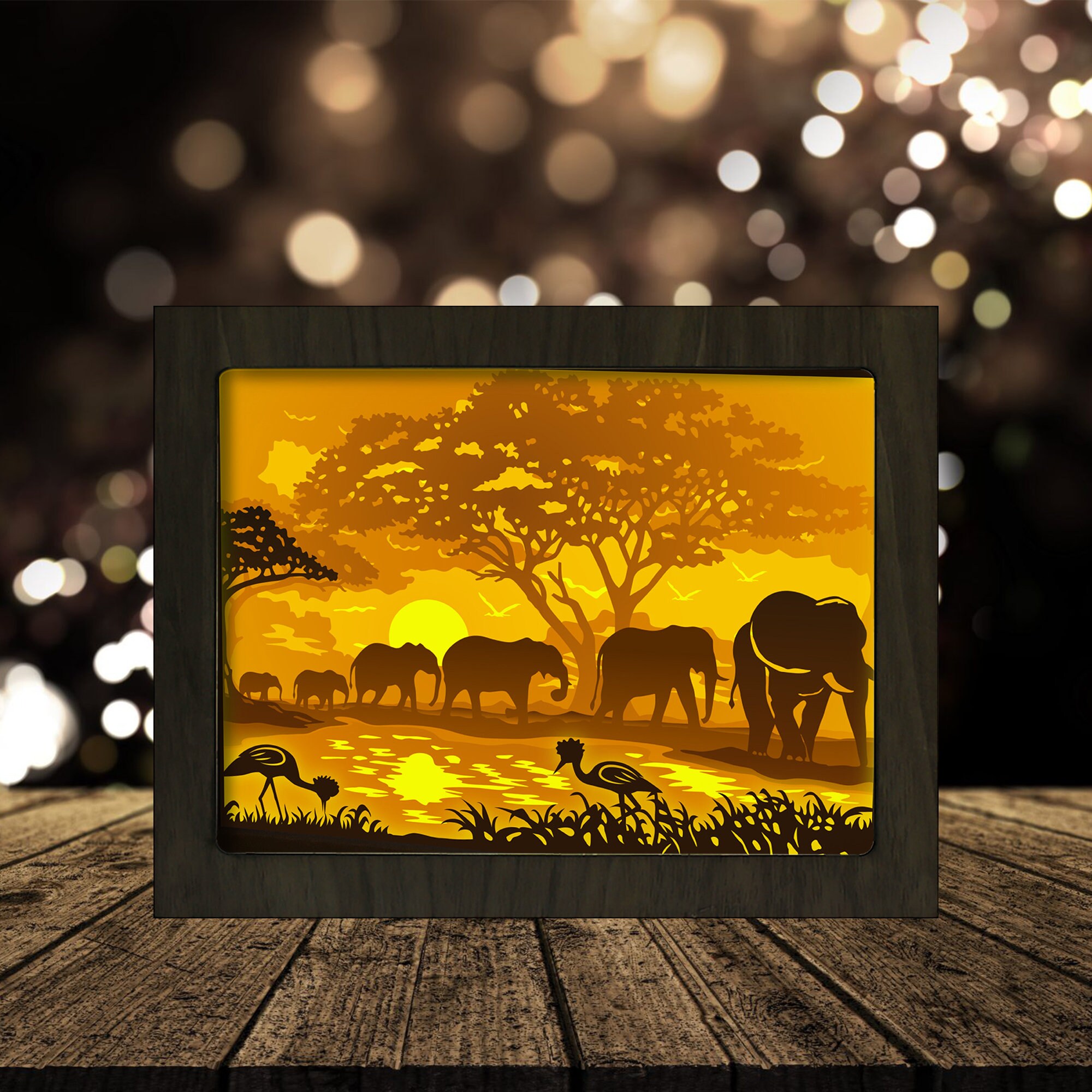 Download Elephant 1 Paper Cut Light Box Template Files Shadow Box 3d Etsy