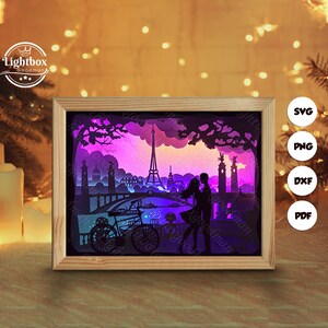 Silueta de pareja 3D (10), plantillas de caja de sombras, corte de papel, archivos para Cricut, para Silhouette, archivos de corte láser, arte en capas 3D