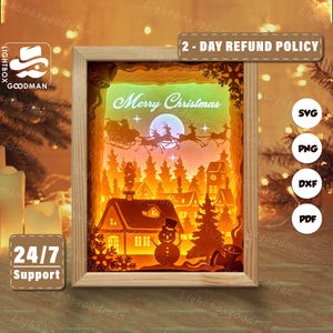 3d Christmas 9 Silhouette, Shadow Box Templates, Paper Cut, Files for cricut, for Silhouette, Laser Cut Files, 3d Layered Art