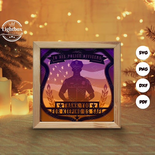 Police Officer Shadow Box Files, Paper Cut Light Box Template Files, Shadow Box Paper Cut, 3D Papercut Light Box SVG File DIY Police Officer Shadow Box Files, Paper Cut Light Box Template Files, Shadow Box Paper Cut, 3D Papercut Light Box SVG File DIY