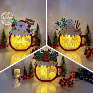 Lot de 3 lanternes de Noël 31 SVG - lanterne de Noël découpée en papier - lanterne en papier pour travaux manuels - modèle de découpe de papier - modèle de lanterne de Noël
