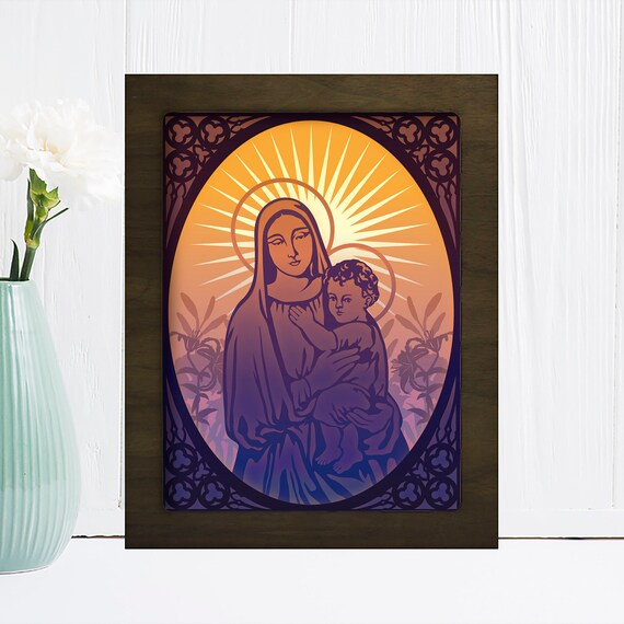 Download Virgin Mary 1 Shadow Box Paper Cut Light Box Shadow Box Svg Etsy