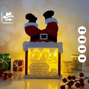 Xmas Truck Santa Box Lantern SVG - Christmas Lantern Paper Cut - DIY Paper Lantern - Paper Cutting Template - Christmas Lantern Template