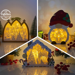Pack 3 Weihnachten 18 Laterne SVG - Weihnachtslaterne Papierschnitt - DIY Papierlaterne - Papierschnitt Vorlage - Weihnachtslaterne Vorlage