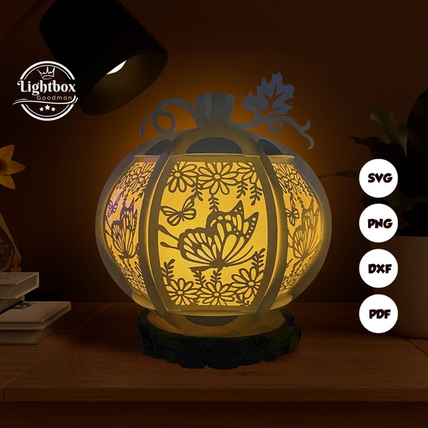 Butterfly Lantern Pumpkin Halloween SVG Template DIY, Halloween Night Light Decor, Halloween Light Box Paper Cut