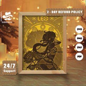 3d Zodiac Leo Silhouette, Shadow Box Templates, Paper Cut, Files for cricut, for Silhouette, Laser Cut Files, 3d Layered Art