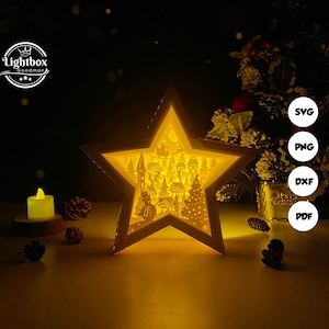 Frohe Weihnachten 8 Stern Laterne SVG - Weihnachtslaterne Papierschnitt - DIY Papierlaterne - Papierschnitt Vorlage - Weihnachtslaterne Vorlage