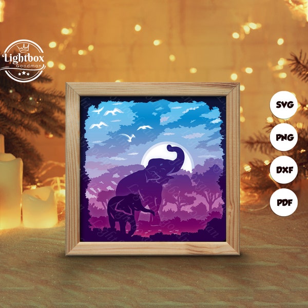 Elephant 4 Shadow Box Files, Paper Cut Light Box Template Files, Shadow Box Paper Cut, 3D Papercut Light Box SVG File DIY, Cutting Cricut Elephant 4 Shadow Box Files, Paper Cut Light Box Template Files, Shadow Box Paper Cut, 3D Papercut Light Box SVG File DIY, Cutting Cricut