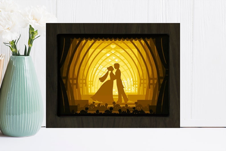 Wedding 2 Shadow box svg Paper cut light box template shadow Etsy