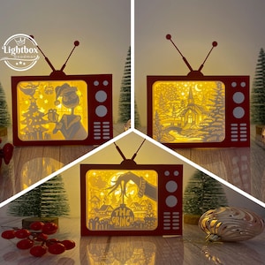 Pack 3 Weihnachten 2 TV Box Laterne SVG - Weihnachtslaterne Papierschnitt - DIY Papierlaterne - Papierschnitt Vorlage - Weihnachtslaterne Vorlage