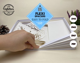 Flexi Paper Spacers Digital File DIY For Rectangle Box, 3D Shadow Box, 3D Light Box, Paper Cut Light Box 8x10 inches and 20x26 cm