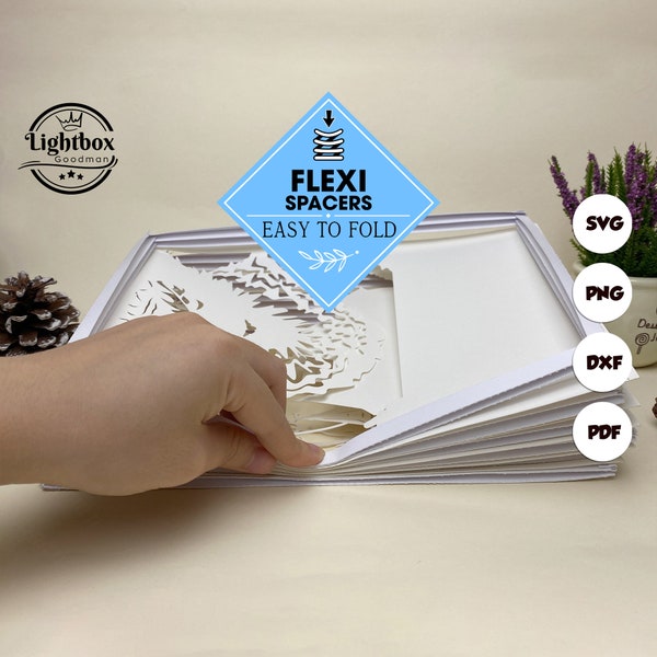 Flexi Paper Spacers Digital File DIY For Rectangle Box, 3D Shadow Box, 3D Light Box, Paper Cut Light Box 8x10 inches and 20x26 cm