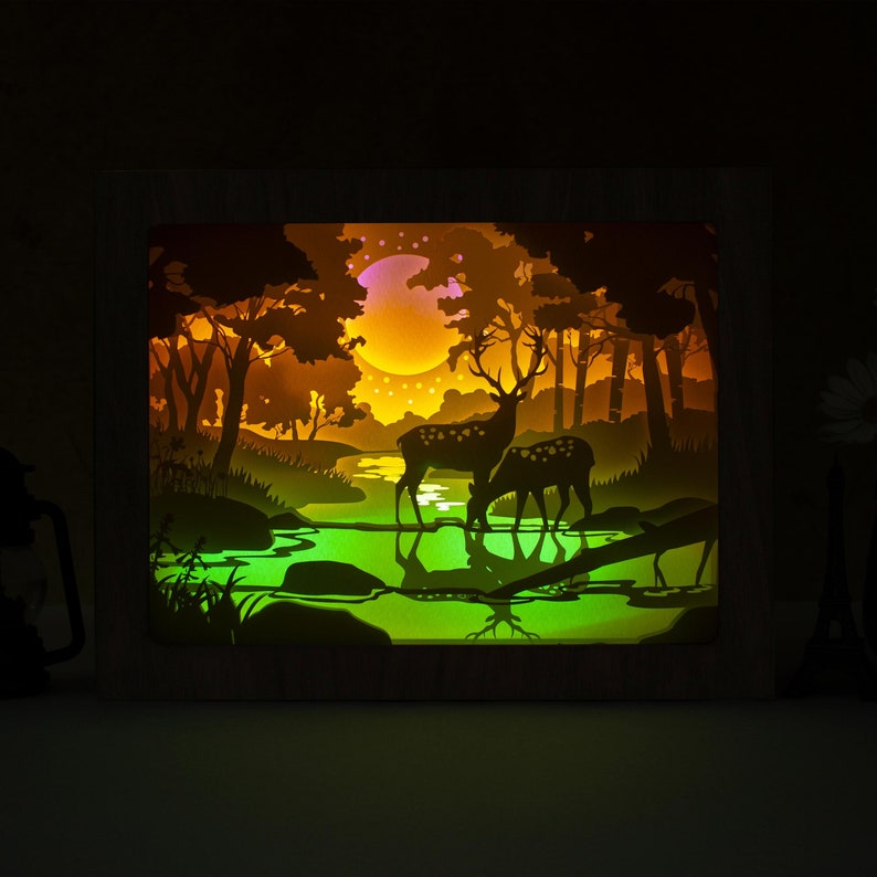 Download Deer 4 Paper Cut Light Box Template Shadow Box SVG Shadow ...
