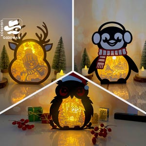 Pack 3 Christmas 9 Lantern SVG - Christmas Lantern Paper Cut - DIY Paper Lantern - Paper Cutting Template - Christmas Lantern Template
