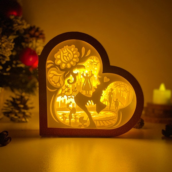 Love Mom 4 shadow box svg, Love Mom Heart svg, Heart paper lantern svg, cricut files, cutting lamp 3D shadow box Love Mom 4 shadow box svg, Love Mom Heart svg, Heart paper lantern svg, cricut files, cutting lamp 3D shadow box