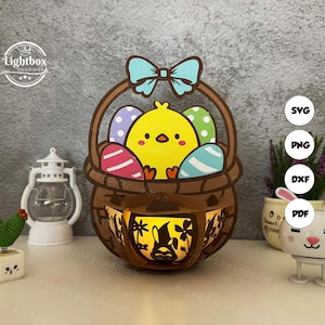 Oeuf panier lanterne SVG - lanterne de Pâques en papier découpé - lanterne en papier insecte bricolage - modèle de découpe de papier - modèle de lanterne de Pâques