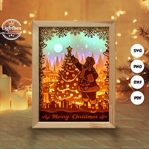 Silhouette 3D de Noël 3, modèles Shadow Box, papier découpé, fichiers pour cricut, pour Silhouette, fichiers découpés au laser, art en couches 3D