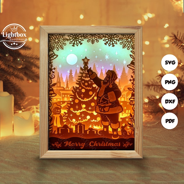 Christmas 3 Shadow Box Files, Paper Cut Light Box Template Files, Shadow Box Paper Cut, 3D Papercut Light Box SVG File DIY, Cutting Cricut