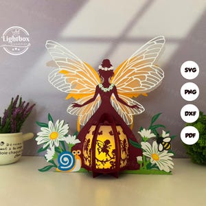 Sommerfee Laterne SVG - Sommer Laterne Papierschnitt - DIY Insekt Papierlaterne - Papierschnitt Vorlage - Feenlaterne Vorlage
