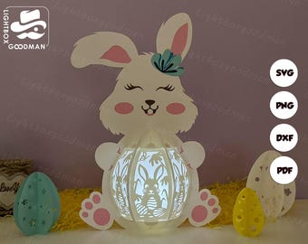 Bunny Easter Egg Lantern SVG: Paper Cut Template (Digital Download)