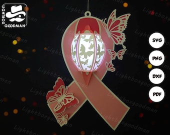 Cancer Lantern SVG: Valentine&#39;s Day Paper Cut Template (Digital Download) - Valentine Lantern Paper Cut - DIY Paper Lanterns