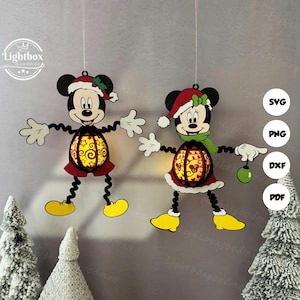 Pack 2 souris suspendue lanterne SVG - lanterne de Noël en papier découpé - lanterne en papier insecte bricolage - modèle de découpe de papier - modèle de lanterne de souris