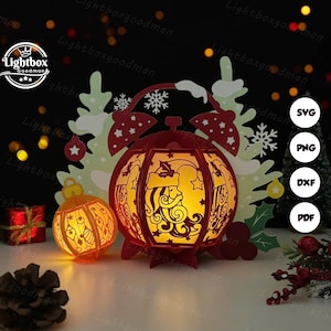 Weihnachtslaterne SVG - Weihnachtslaterne Papierschnitt - DIY Insekt Papierlaterne - Papierschnitt Vorlage - Weihnachtslaterne Vorlage