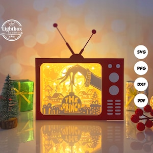 Merry XmasTelevision Box lanterne SVG - lanterne de Noël en papier découpé - lanterne en papier pour travaux manuels - modèle de découpe de papier - modèle de lanterne de Noël