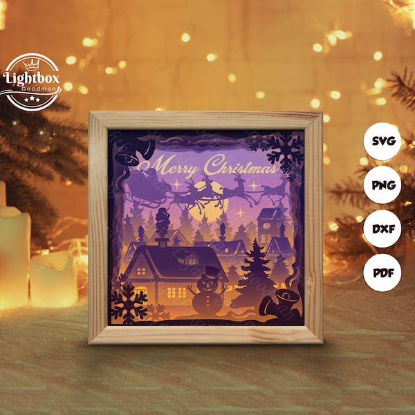 Christmas 9 Shadow Box Files, Paper Cut Light Box Template Files, Shadow Box Paper Cut, 3D Papercut Light Box SVG File DIY, Cutting Cricut