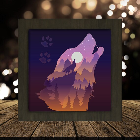 Download For Cricut 3d Paper Cut Light Box Template Svg Digital Download Files Shadow Box Svg Digital Download Files Wolf Howl Drawing Illustration Art Collectibles Vadel Com