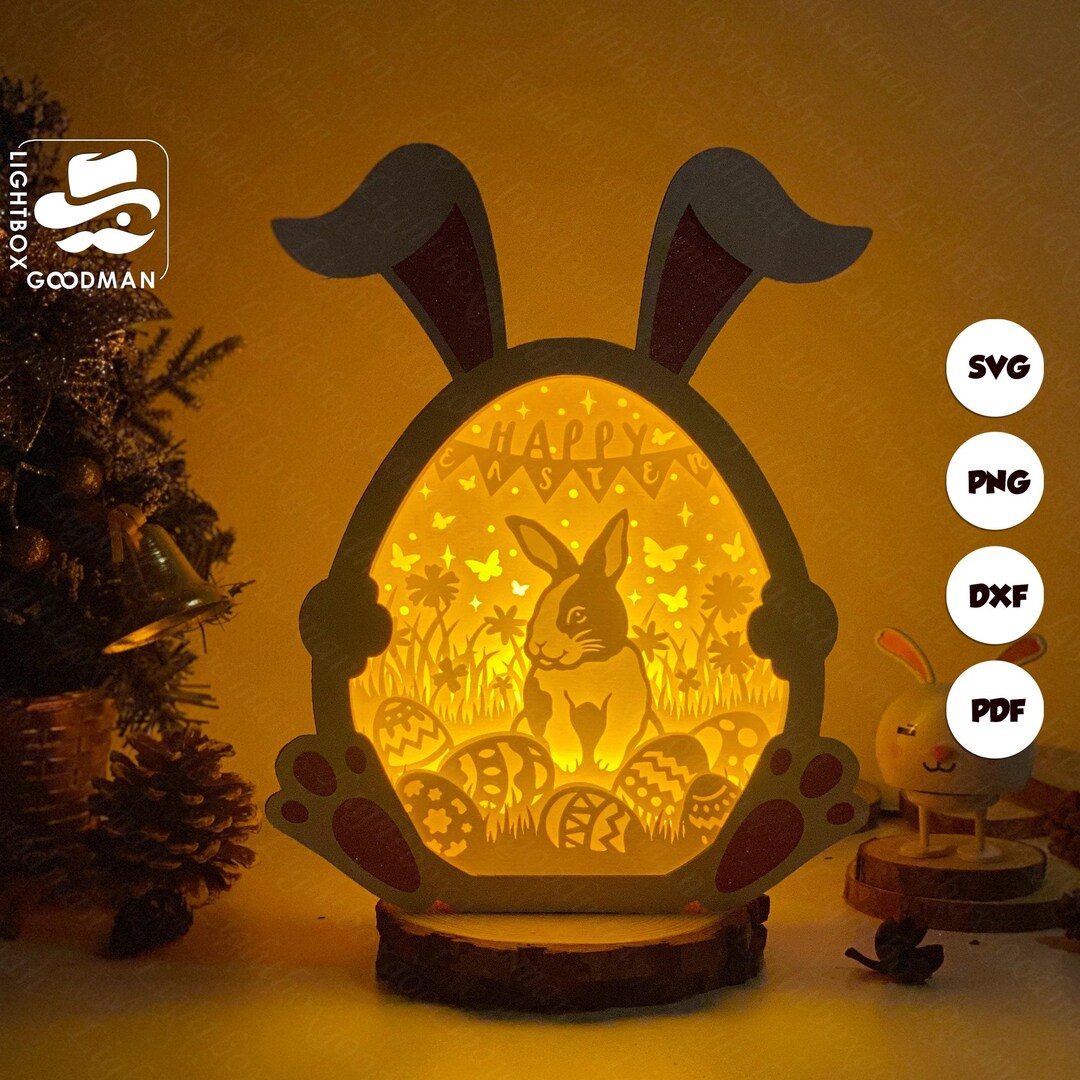 Easter Bunny Lantern SVG Paper Cut Template: DIY Lightbox (digital ...