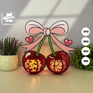 Kersenlantaarn SVG - kersenlantaarn papier gesneden - DIY papieren lantaarn - papier snijden sjabloon - kersenlantaarn sjabloon