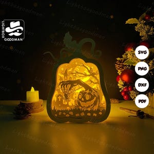 Pumpkin Halloween Shadow Box SVG for Cricut Projects DIY, Pumpkin Lamp For Halloween Decor, Halloween Lantern