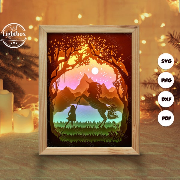 Unicorn 1 Shadow Box Files, Paper Cut Light Box Template Files, Shadow Box Paper Cut, 3D Papercut Light Box SVG File DIY, Cutting Cricut Unicorn 1 Shadow Box Files, Paper Cut Light Box Template Files, Shadow Box Paper Cut, 3D Papercut Light Box SVG File DIY, Cutting Cricut