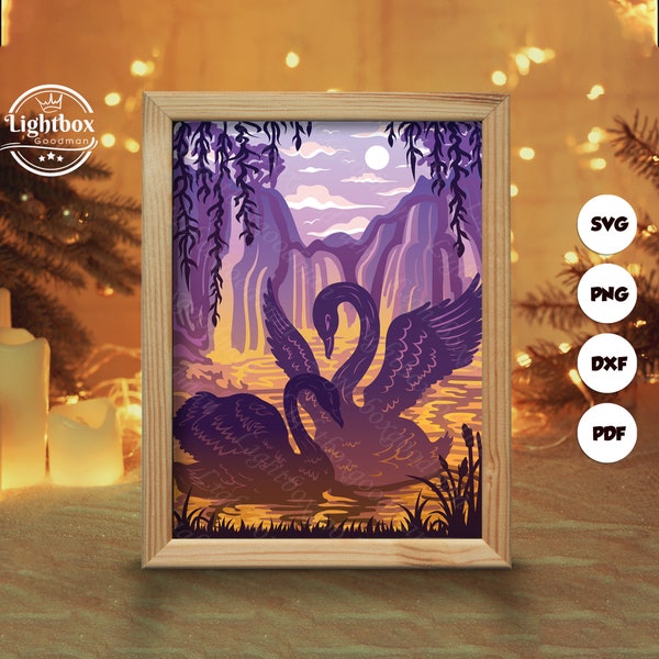 Swan 1 Shadow Box Files, Paper Cut Light Box Template Files, Shadow Box Paper Cut, 3D Papercut Light Box SVG File DIY, Cutting Cricut Swan 1 Shadow Box Files, Paper Cut Light Box Template Files, Shadow Box Paper Cut, 3D Papercut Light Box SVG File DIY, Cutting Cricut
