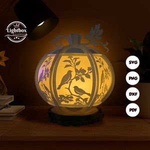 Vogel Laterne SVG - Halloween Laterne Papierschnitt - DIY Papierlaterne - Papierschnitt Vorlage - Halloween Laterne Vorlage