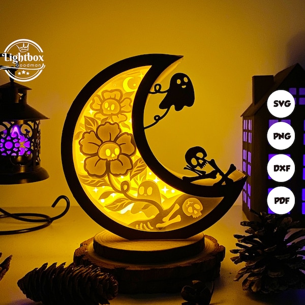 Ghost Flower Moon Shadow Box SVG For Cricut Projects DIY, Ghost Flower Moon Lantern For Christmas Decoration Ghost Flower Moon Shadow Box SVG For Cricut Projects DIY, Ghost Flower Moon Lantern For Christmas Decoration