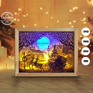 Silhouette 3D de Noël 8, modèles Shadow Box, papier découpé, fichiers pour cricut, pour Silhouette, fichiers découpés au laser, art en couches 3D