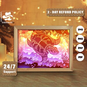 3D Sea Turtle Shadow Box Template: Layered Paper Cut Files