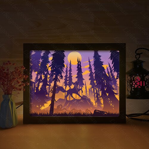 Fox Family 3D Paper Cut Light Box Template SVG Digital - Etsy