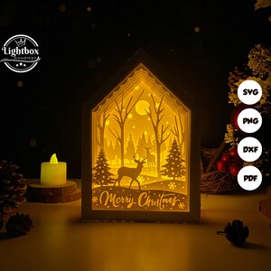 Joyeux Noël 2 lanternes SVG - lanterne de Noël en papier découpé - lanterne en papier pour travaux manuels - modèle de découpe de papier - modèle de lanterne de Noël
