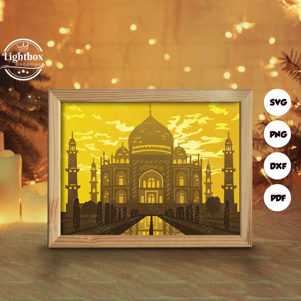 Taj Mahal Shadow Box Files, Paper Cut Light Box Template Files, Shadow Box Paper Cut, 3D Papercut Light Box SVG File DIY, Cutting Cricut