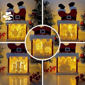 Pack 5 Xmas Santa Box Lantern SVG - Christmas Lantern Paper Cut - DIY Paper Lantern - Paper Cutting Template - Christmas Lantern Template