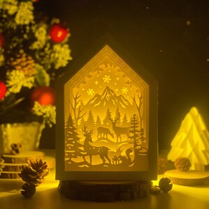 Weihnachten Deer Laterne SVG - Weihnachtslaterne Papierschnitt - DIY Papierlaterne - Papierschnitt Vorlage - Weihnachtslaterne Vorlage
