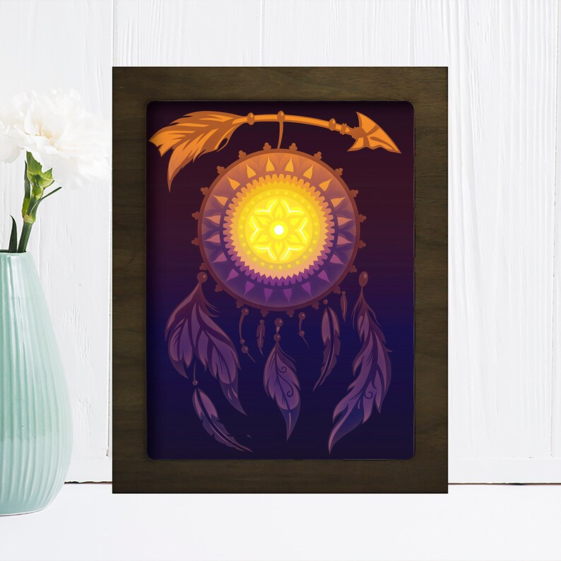 Download Dreamcatcher Shadow box svg Paper cut light box template | Etsy