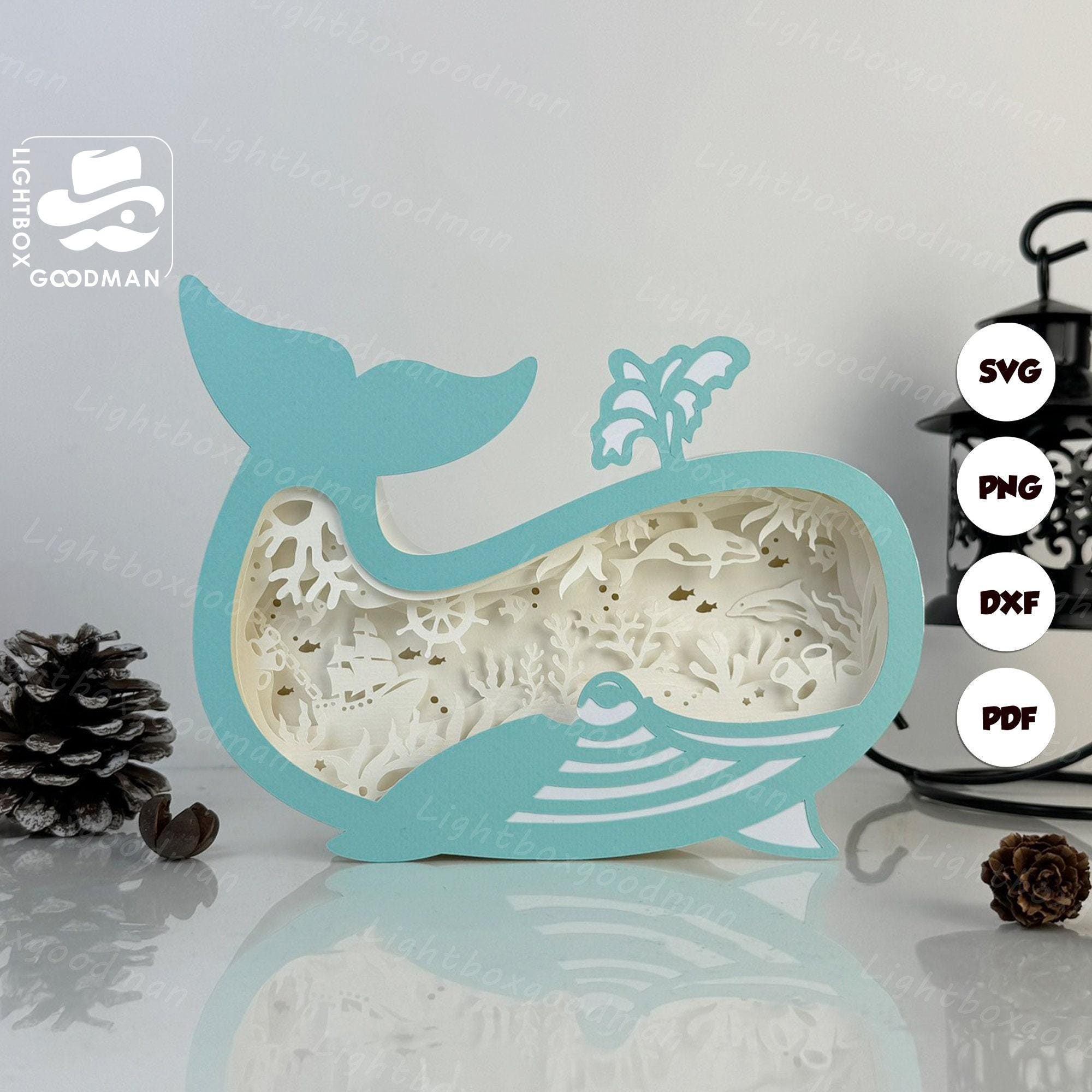 Seabed Whale Box Lantern SVG: DIY Paper Cut Template (digital Download ...