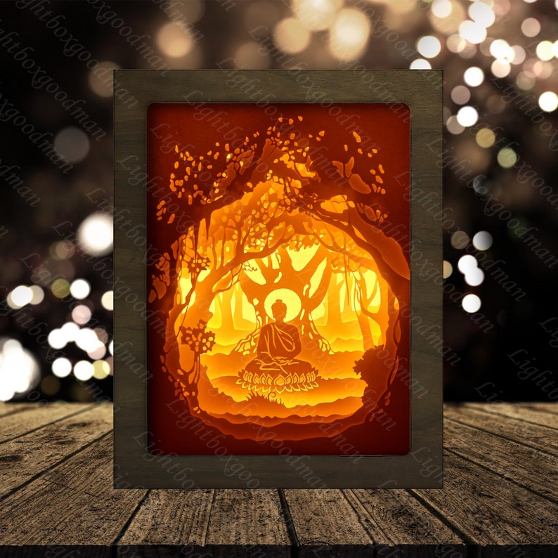 Buddha 1 Paper Cut Light Box Template Shadow Box 3D Paper image 2