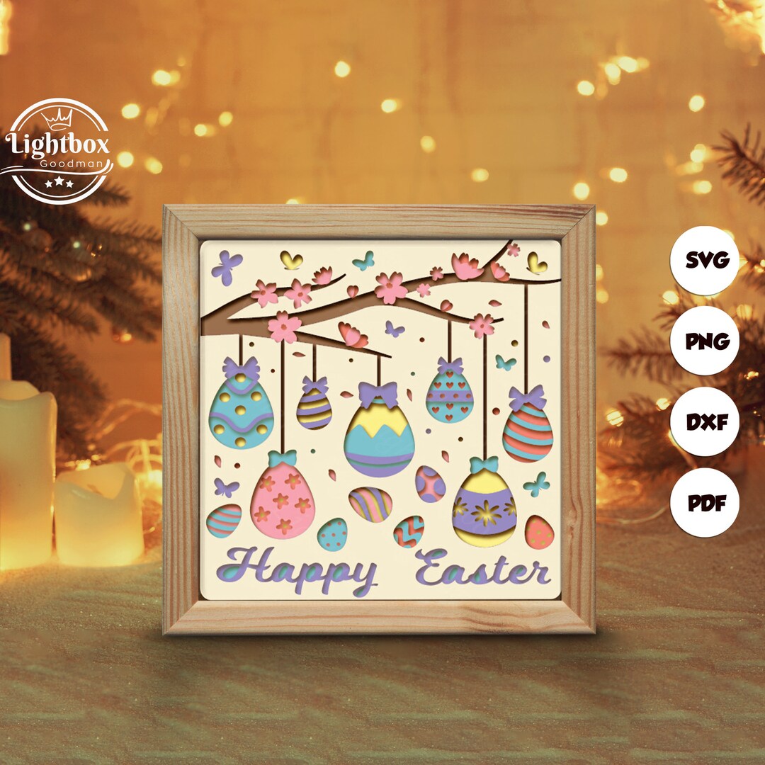 Easter Egg Tree Shadow Box Files, Paper Cut Light Box Template Files ...